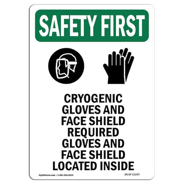 OSHA, Cryogenic Gloves And, 24in X 18in Rigid Plastic, 18" W, 24" H, Portrait, OS-SF-P-1824-V-11057
